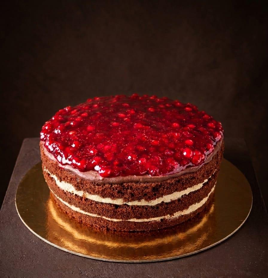 Chocolate Cake & Lingonberry Glaze